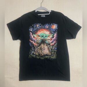 Star Wars Disney's Mandalorian The Child Baby Yoda Black Graphic T-Shirt Men M